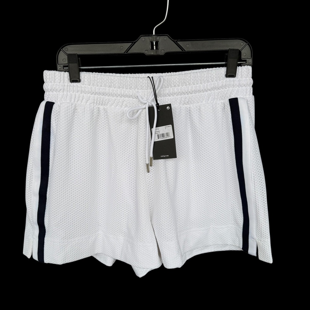 GSTQ Shorts Womens Medium White Mesh Athletic Lined Drawstring BTM-00035